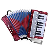 Dilwe Fisarmonica, Mini Piccola Fisarmonica a 17 Tasti a 8 Basso Giocattolo Strumento Musicale per Principianti Insegnamento (Rosso)