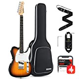 Donner E-Gitarre Telecaster E Gitarren Set volle Größe mit Tasche, Gurt, Kabel (Sunburst, DTC-100S)