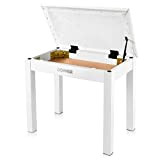 Donner Piano Bench with Storage, panca per tastiera in legno massiccio, sgabello per pianoforte e sedia con cuscino in pelle ...