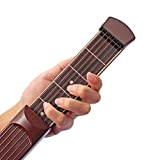Doolland Portable Pocket Acoustic Guitar Practice Tool Gadget Trainer 6 corde 6 tasti Modello tastiera in palissandro Grano di legno ...