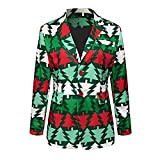 DRESCOKLJ Giacca da uomo sportiva invernale moda doppio bottone blazer albero di Natale stampa risvolto cappotto banchetto con tasche giacche ...