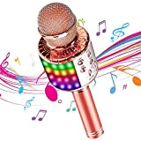 DY_Jin Microfono per Karaoke Wireless Bluetooth 4 in 1 con luci a LED, Microfono Portatile Portatile per Bambini, Lettore KTV ...