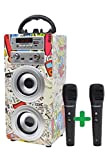DYNASONIC - Altoparlante Bluetooth portatile per karaoke con microfoni inclusi | Lettore USB e SD, radio FM modello 025 (2 ...