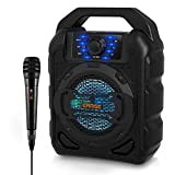 EARISE T15 Sistema PA Altoparlante Bluetooth con microfono, Impianto audio portatile cassa attiva Karaoke Machine con luci a LED, ingressi ...