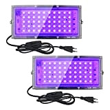 Eleganted 2 pezzi 50W Faretto UV LED, Faro UV LED con Spina, IP65 Impermeabile Luce Nera, Fari UV LED Black ...