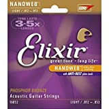 Elixir 16052 - Set di corde per chitarra acustica (light, fosforo, bronzo fosforescente, con rivestimento in nanoweb, spessore .012-.053)