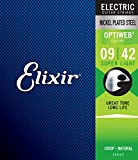 Elixir 19002 Optiweb Set da 6 corde per chitarra elettrica - Acciaio nichelato - Super Light: 009-042
