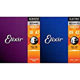 Elixir Corde Per Chitarra Acustica Bronzo 80/20 Strings Con Rivestimento Nanoweb, Extra Light (.010-.047) & Corde Per Chitarra Elettrica Strings ...