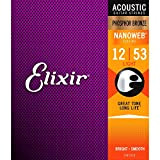 Elixir Strings Phosphor Bronze Acoustic Guitar Strings w NANOWEB Coating, Light (.012-.053)
