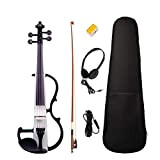 ERCZYO 4/4 violino elettrico in legno massello acero bianco e nero silenzioso violino full size con custodia rigida for cuffie ...