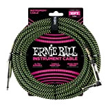 Ernie Ball, Cavo intrecciato per strumenti, dritto / angolato, 3,05 m, nero/verde