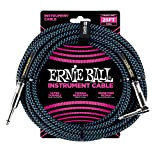 Ernie Ball, Cavo intrecciato per strumenti, dritto/angolato, 7,62 m, nero/blu