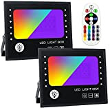 Faretto LED RGB 60W,OUSIDE Faro UV e RGB 2 in 1, IP66 Impermeabile Con Telecomando Esterno Luce Nera UV,Colori Regolabile ...