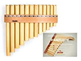 Flauto di pan, bambù con 12 tubi in DO magg. con cintura in legno nel SET con LIBRO/metodo facile, strumento ...