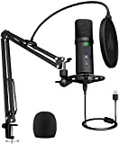 FMOPQ Wireless Microphones PM401 USB Microphone Set 192KHz/24Bit Microfone Professional Cardioid Condenser Podcast Mic with Mute Button Jack Microphone to ...
