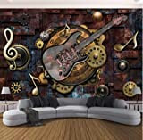Foto Wallpaper Per Pareti 3D Retro Chitarra Note Musicali Bar Ktv Ristorante Cafe Sfondo Carta Da Parati Murale Wall Art ...