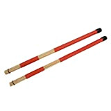 Gaoominy 1 paio 40CM Canna di bambu' Tamburo Spazzole sticks per Jazz Musica popolare (rosso)