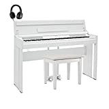 Gear4music DP-12 Pianoforte Verticale Bianco Piano Digitale Compatto 88 Tasti Pesati