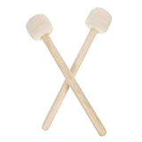 Generic - 1 paio di bacchette per tamburo da marcia con testa in feltro, manico in legno, per grancassa