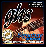 GHS Strings"SIGNATURE BRONZE LJ-20X ACOUSTIC GUITAR" Corde per Chitarra Acustica - Signature Bronze - Extra Light: 011-050