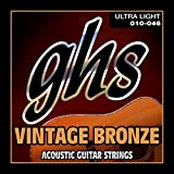GHS™ Strings »VINTAGE BRONZE™ VN-UL ACOUSTIC GUITAR« Corde per Chitarra Acustica - 85/15 Bronze - Ultra Light: 010-046