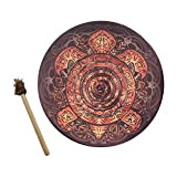 Gidenfly Tamburo sciamano, tamburo a mano con martello tamburo, tamburo in legno artigianale con basso potenziato, accessori per percussioni per ...