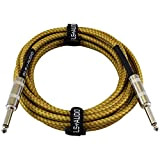 GLS audio 4,6 m Guitar Instrument cable – 1/10,2 cm TS a 1/10,2 cm TS 4,6 m marrone giallo panno tweed Jacket – 15 piedi Pro Cord 15 'Phono 6.3 mm – singolo