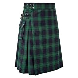 Gonna scozzese culottes da uomo, gonna a pieghe scozzese, a quadri, alla moda, da uomo, confortevole, funzionale, con tasche, kilt ...