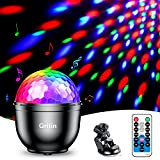 Gritin Luci Discoteca LED,360 ° Ruotabile Musica Attivata Luci Palla da Discoteca con Telecomando e Cavo USB -3W RGB Effetto ...