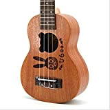 Gyj&mmm 21 in Creative Cute Engraving Ukulele, Regali Fatti a Mano Strumento 4-String Hawaiian Mini Guitar (Mahogany),Rogue Rabbit
