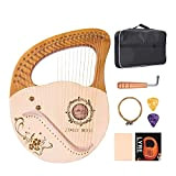 Hand Made Lap Harp, Lyre Harp 24 Metal String Lye Harp Instrument Saddle Mahogany Strings Tuning Wrench and Instruction Guide ...