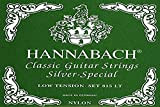 Hannabach Corde per chitarra classica Serie 815 Low Tension Silver Special, set di 3 corde basse