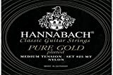 Hannabach Corde per chitarra classica, Serie 825 Tensione medio Special Gold - set di 3 corde basso (Re4+La5+Mi6)