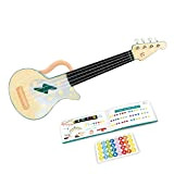 Hape E0626, Rock n' Roll Ukulele / Ukulele per bambini con corde di nylon accordabili, adesivi per le note e ...