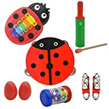 HEALLILY 8 in 1 Musical Toy Kit Sabbia Ei Shaker Rega Sounder Xilofono Tamburello Polso Glocken Crow Sounder per bambini