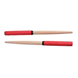 HEALLILY bacchette bacchette antiscivolo bacchette in legno bacchette taiko bacchette per bambini studenti bambini 1 paio 35x2 cm (rosso)
