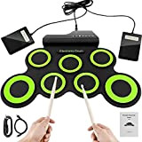 HINATAA - Kit di batteria elettronica pieghevole per intrattenimento musicale, kit di 7 tamburi elettronici digitali con pedali, per bambini ...