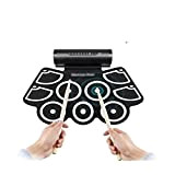 HLR Batterie elettroniche Roll Up Drum Kit Electronic Drum Set con Practice Pad Labeled Altoparlanti incorporati Jack for Cuffie Pedali ...