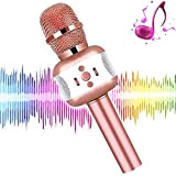 HooYL Microfono Karaoke, Wireless Bluetooth Microfono con Altoparlante, Microfono Karaoke Bluetooth Portatile per Bambini Festa Regali, Microfono Giocattolo per Android/iOS, ...