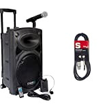 Ibiza Port12VHF-BT-WH Impianto audio portatile cassa attiva,700 Watt, ingressi USB SD MP3, 2 microfoni, cuffie, batteria, telecomando & Stagg SMC6XP ...