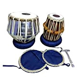 India Meets India Professional Tabla Drum Sheesham Wood Dayan (Right) And Stainless Steel Bayan (Left) with Hammer, Gaddi (Rests), Covers ...