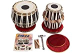 INDIAN MAHARAJA - Set di tamburi per tabla, 3 kg, in ottone nero, con libro, martello, cuscini e copertura