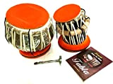 INDIAN MAHARAJA - Set di tamburo per tabla, 4½ kg, in rame Bayan, con borsa imbottita, libri, martello, cuscini e ...