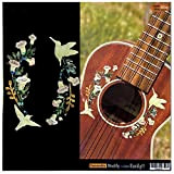 Inlaystickers - Adesivi con rosetta e intarsi buco sonoro per Ukuleles, colibrì UKR-331HB