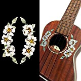 Inlaystickers UKR-281HIB - Adesivo per ukulele, con rosetta e fiori di ibisco