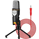 IUKUS PC Microfono 3.5mm Condensatore per Computer Gioco Mic Plug & Play con Treppiede per Registrazione Vocale, Podcasting, Streaming, Video ...