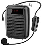 JCWY Amplificatore Vocale Senza Fili UHF, Sistema PA Ricaricabile Portatile 12W (1500mAh) con Microfono Cuffia Wireless per Insegnanti, Guida Turistica ...