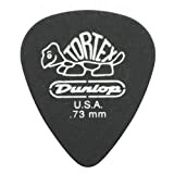 Jim Dunlop, 12 plettri standard Dunlop Tortex per chitarra, con una pratica scatola di latta, 0,73 mm, colore: nero