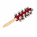Jingle Bells Sleigh Stick Retro in Legno Jingle Bell Stick Bar Sleigh Stick Giocattolo per Bambini Strumento a Percussione(Rosso)
