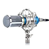 JJZXD Microfono Professionale a condensatore Cardioide Audio Studio Registrazione vocale Mic KTV Microfono Karaoke + Supporto Antiurto